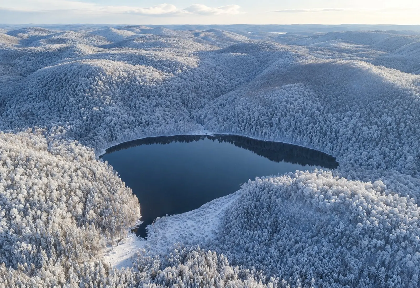 Vue aérienne du domaine sous la neige